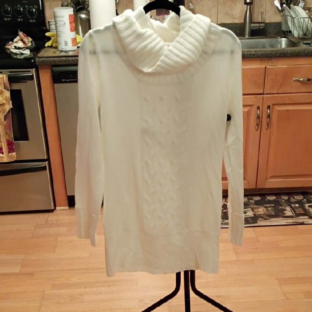 Elegant White Cowl Neck Sweater
